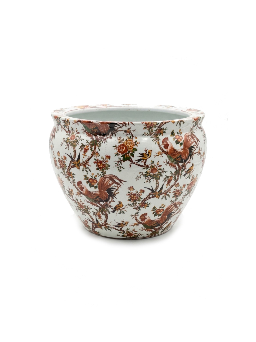 Cachepot cinese in ceramica dipinta