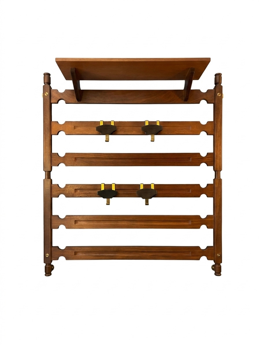 Appendiabiti da parete in teak e ottone